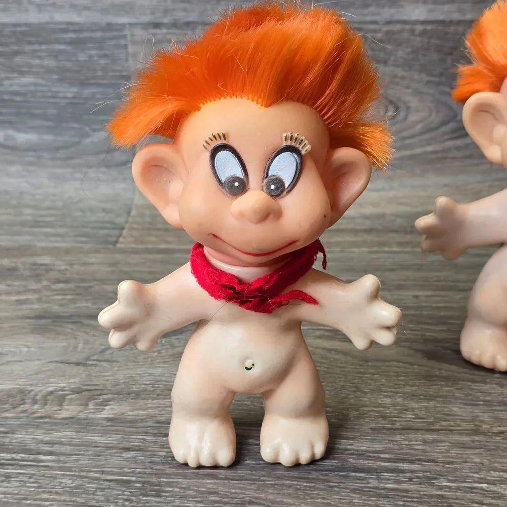 Vintage‎ Troll Doll 1968 LEFLEX Made in France Lot of 2 Norwegian Troll Fantasy